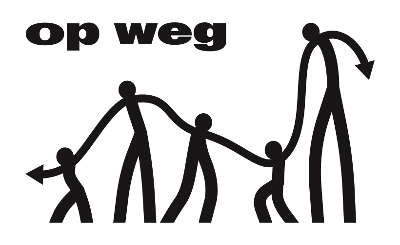 Op Weg visual identity logo and stick-figure symbol