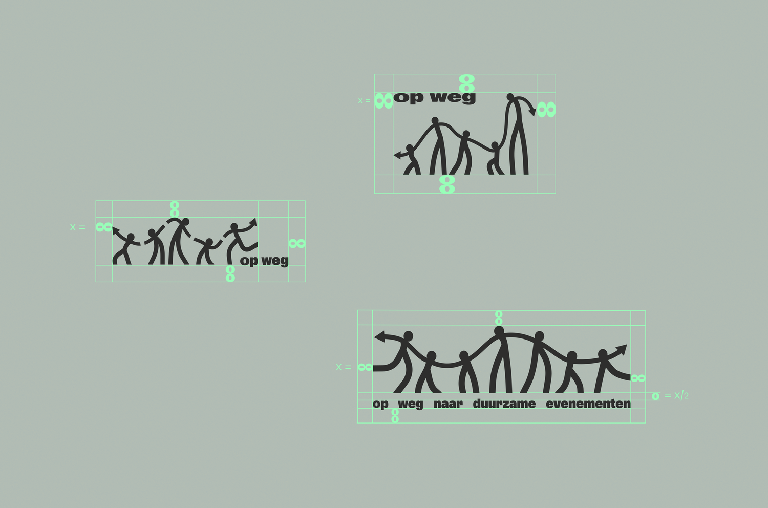 Op Weg visual identity symbol compositions