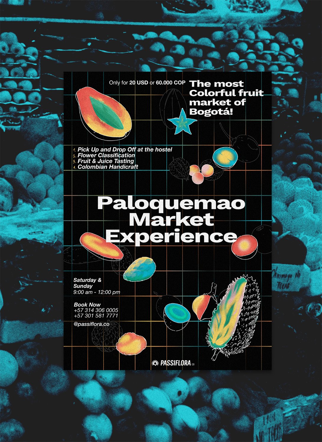 Passiflora fruit market experience poster