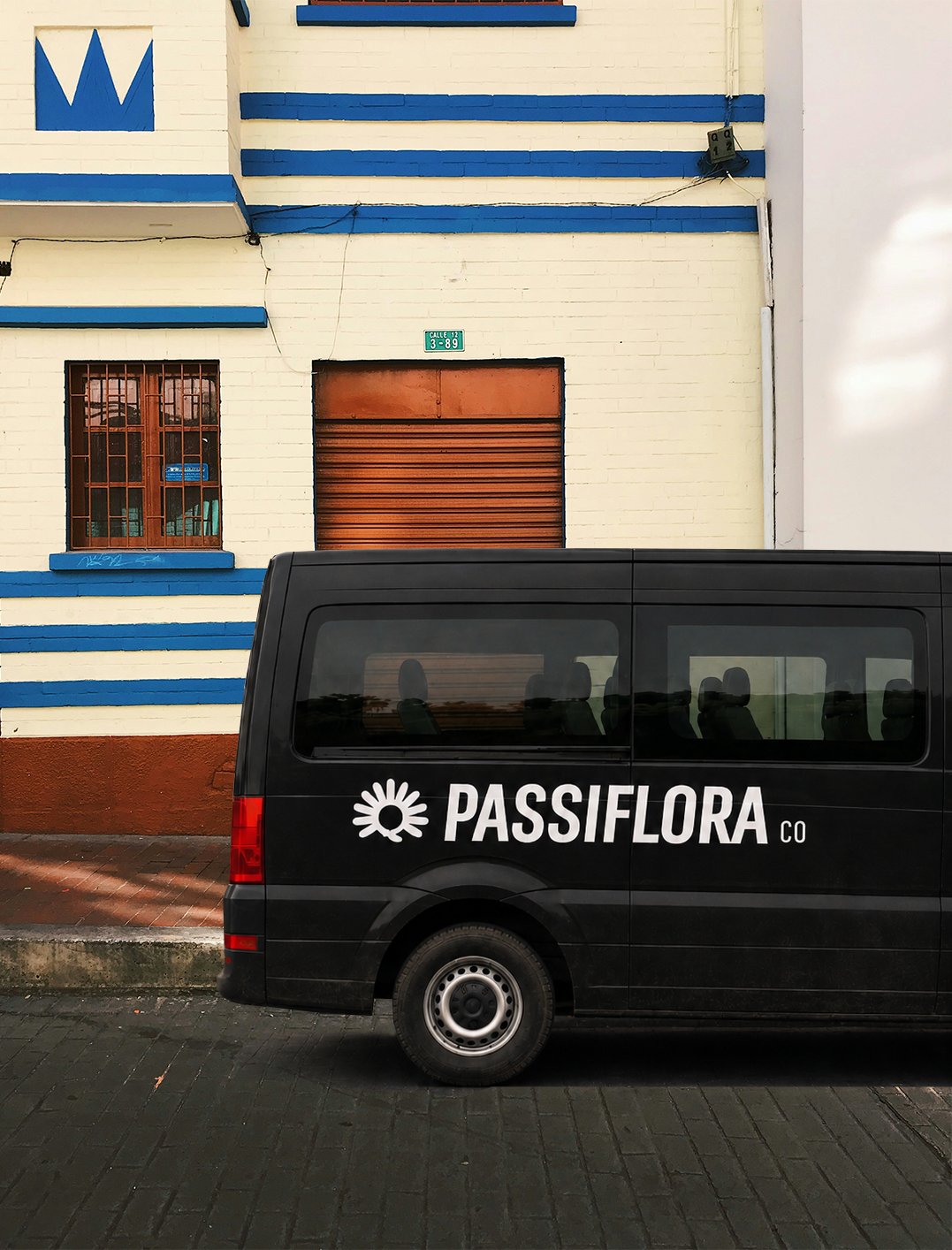 Passiflora branded tour van in Bogotá